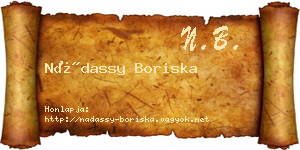 Nádassy Boriska névjegykártya